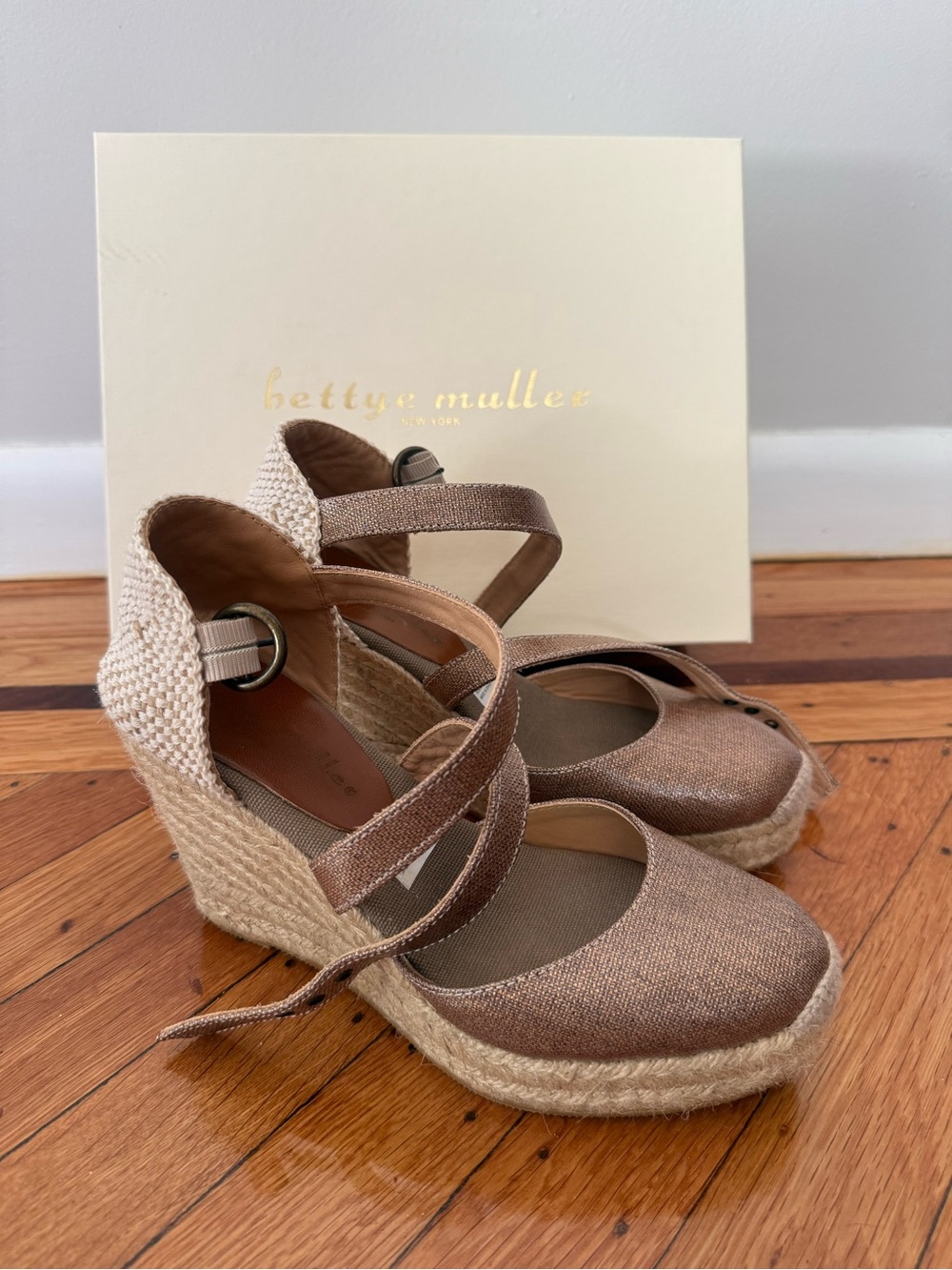 bettye muller Metallic Espadrille Wedge Sandals